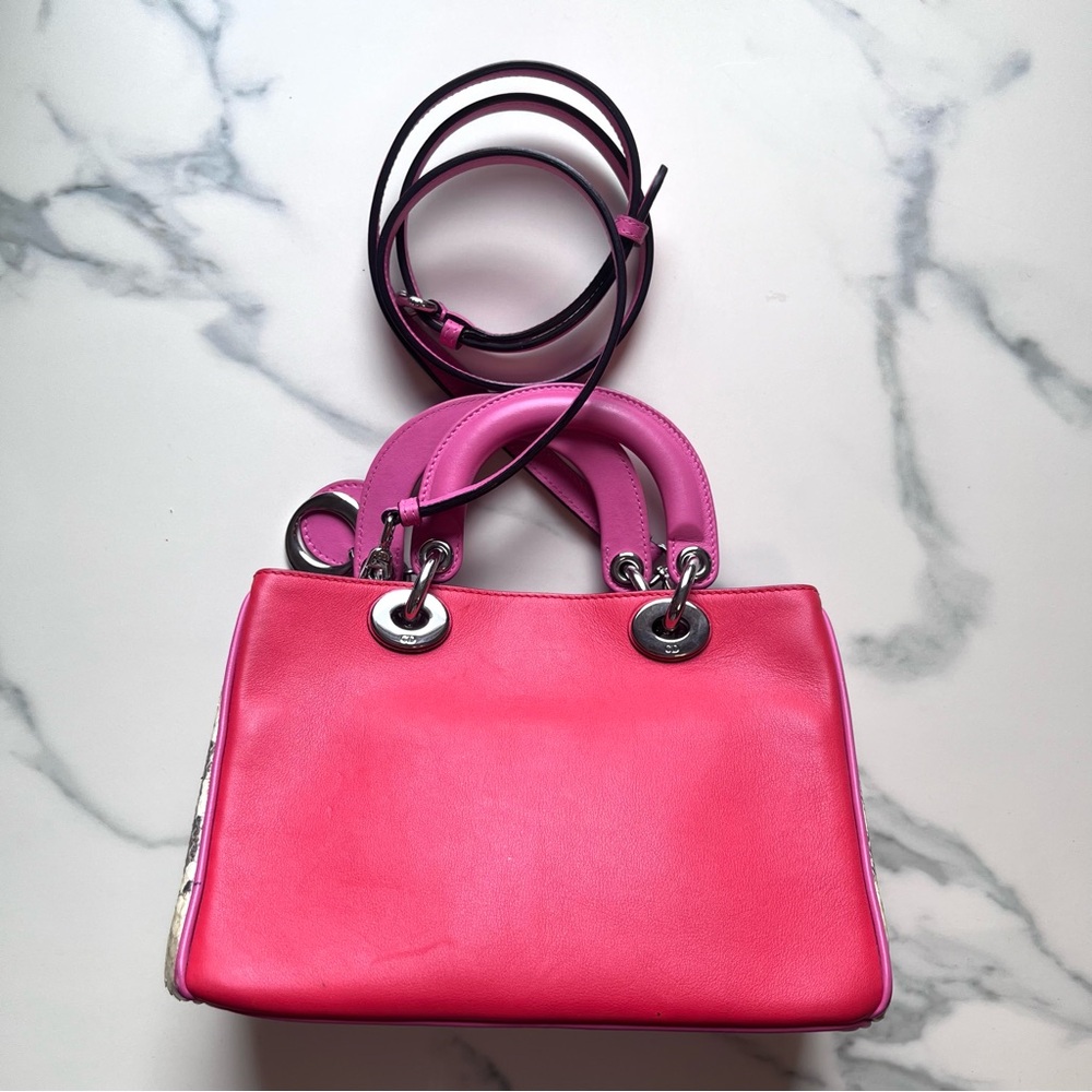 Maximalist Dior Small Pink/Red Calfskin and Python Diorissimo Tote Bag - Picture 6 of 16